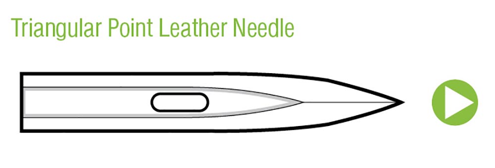Diagram of a triangular point leather sewing machine needle